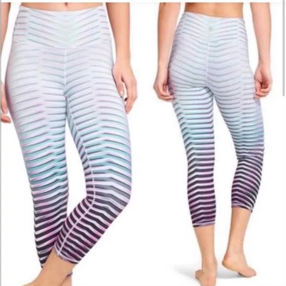 Athleta High Rise Prism Capri Striped Leggings